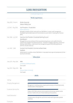 Broker Associate Resume Sample and Template