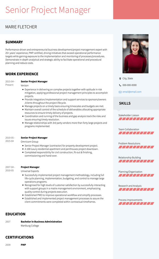 Personable CV Template and Example - Modern by VisualCV	