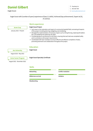 Eagle Scout Resume Sample and Template