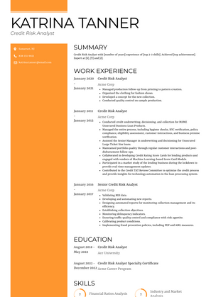 Credit Risk Analyst Resume Sample and Template