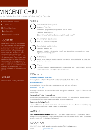 Web Developer (Contract) Resume Sample and Template