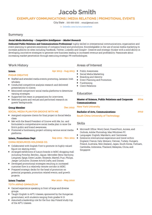 Media Relations CV Example and Template
