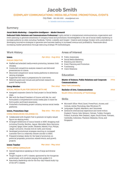 العلاقات العامة Resume Sample and Template