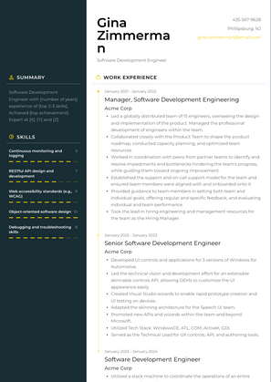 Software Development Engineer Resume Sample and Template