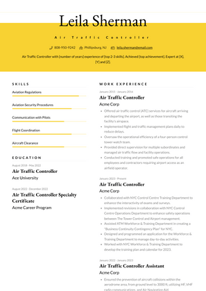 Air Traffic Controller Resume Sample and Template