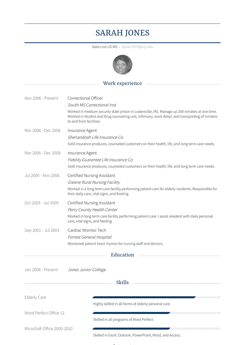 Correctional Officer Resume Sample and Template