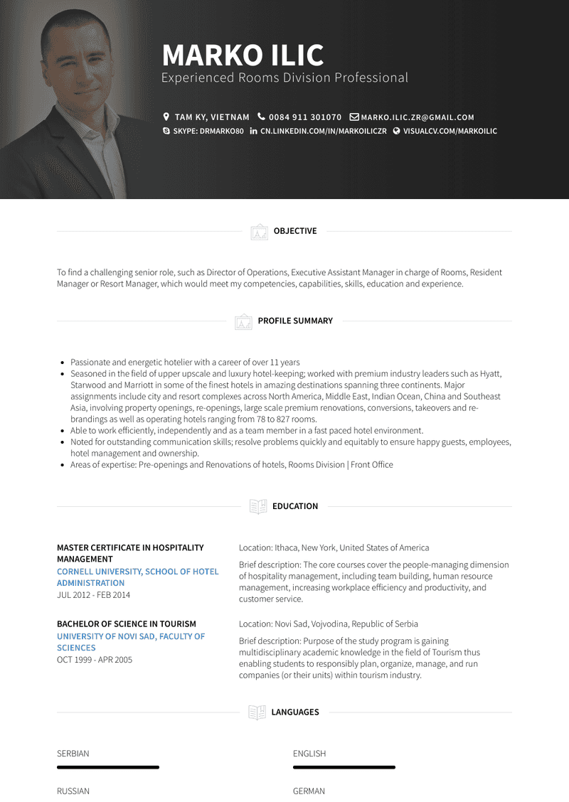 Front Office Manager (Pre Opening, Opening) Resume Sample and Template