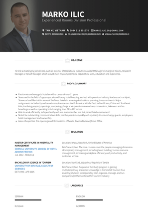 Front Office Manager (Pre Opening, Opening) Resume Sample and Template