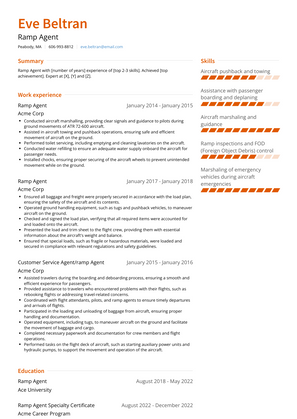 Ramp Agent Resume Sample and Template