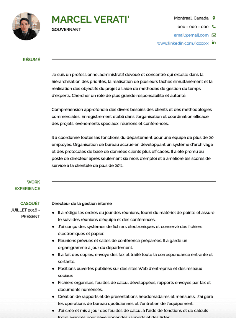 Exemple et modèle de CV s