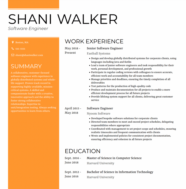 Apple software engineer resume