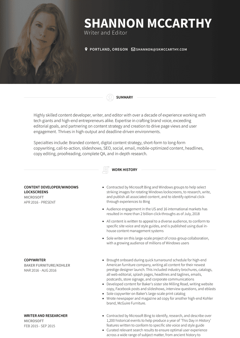 Freelance Copywriter Resume Sample and Template