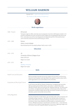 Of Counsel Resume Sample and Template