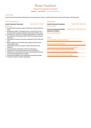 Oracle Functional Consultant Resume Sample and Template