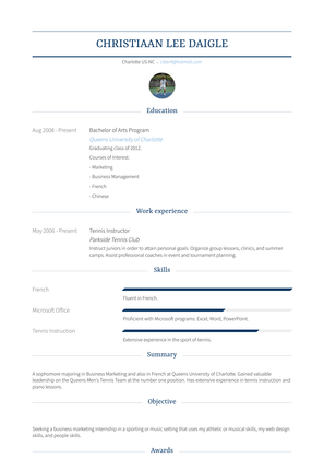 Tennis Instructor Resume Sample and Template
