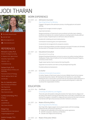 College Counselor Resume Sample and Template