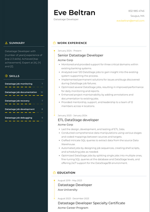 Datastage Developer Resume Sample and Template