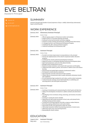 Assistant Principal Resume Sample and Template