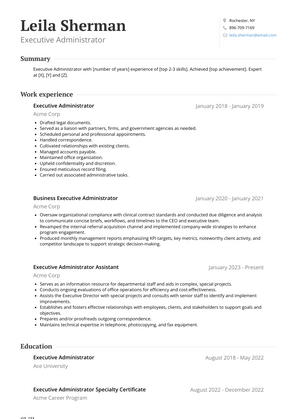 Executive Administrator Resume Sample and Template