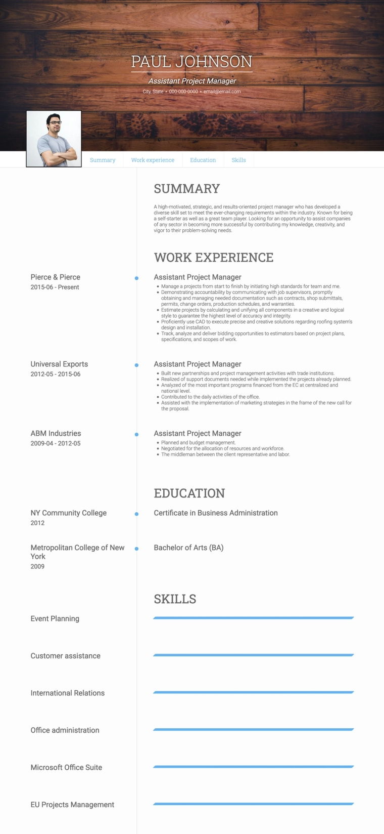 Project Management Google Docs Resume Template
