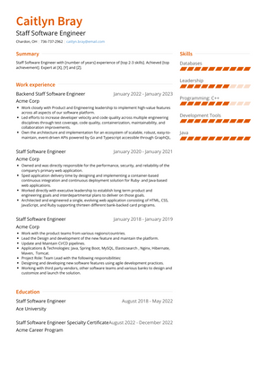 Staff Software Engineer Resume Sample and Template