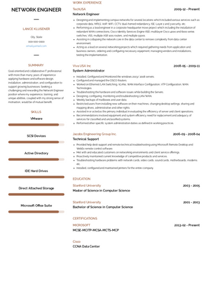 Network Engineer Resume Sample and Template