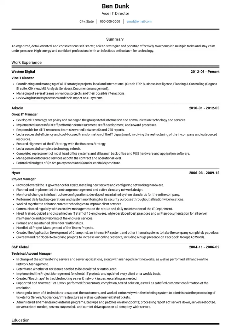 executive director resume template