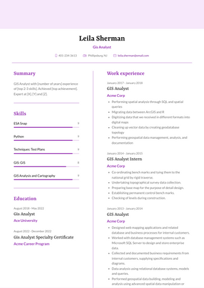 Gis Analyst Resume Sample and Template