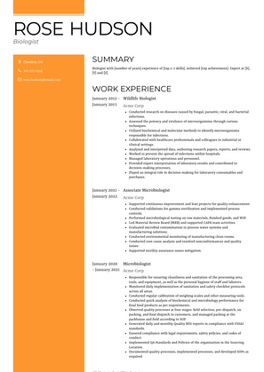 Biologist Resume Sample and Template