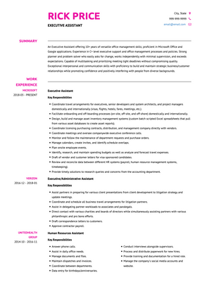 Executive Assistant CV Example and Template