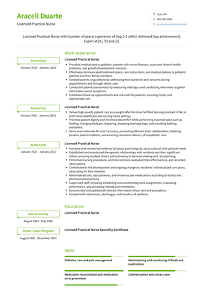 Licensed Practical Nurse Resume Sample and Template