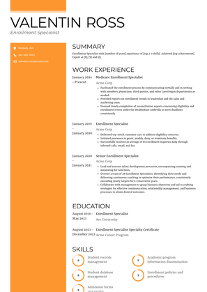 Enrollment Specialist Resume Sample and Template