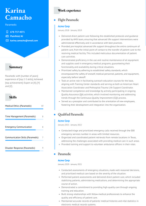 Paramedic Resume Sample and Template