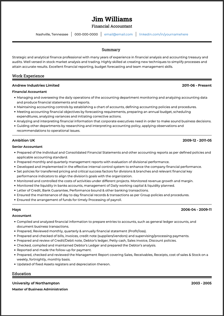 Resume Basics: ATS resume example