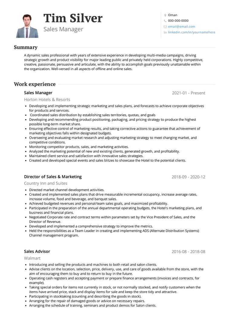 Oman resume standard