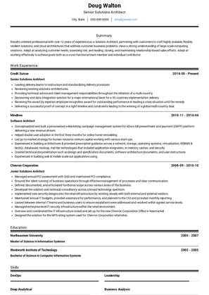Senior Solutions Architect Resume Sample and Template