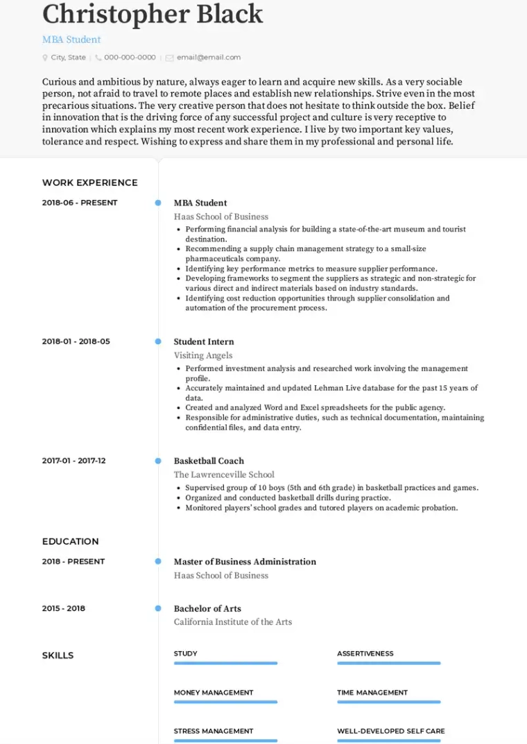 college student resume template