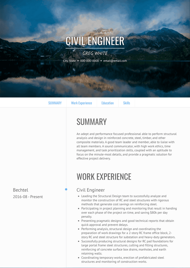 Civil Engineer Resume Sample and Template