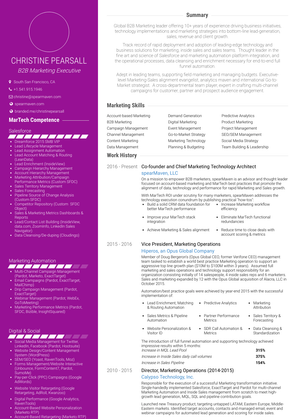 Vice President, Marketing Operations Resume Sample and Template