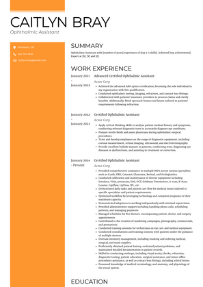 Ophthalmic Assistant Resume Sample and Template