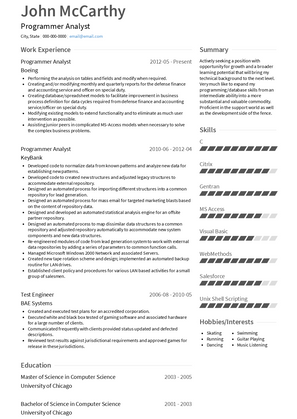 Programmer Analyst Resume Sample and Template