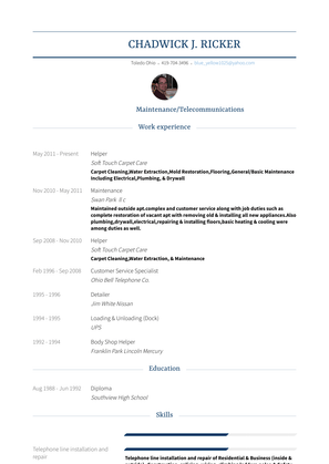 Helper Resume Sample and Template
