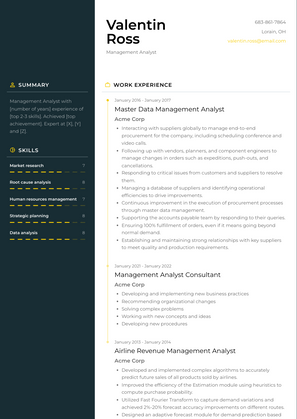 Management Analyst Resume Sample and Template