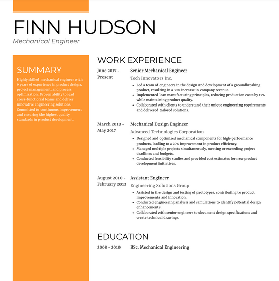 An example of the Gallant Simple Color Resume Template