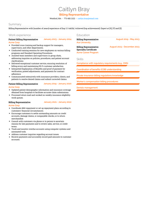 Billing Representative Resume Sample and Template