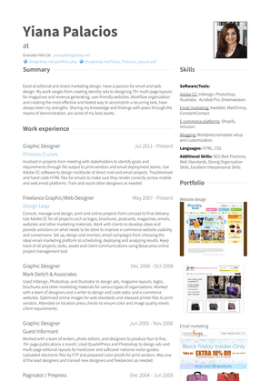 Freelance Graphic/Web Designer Resume Sample and Template