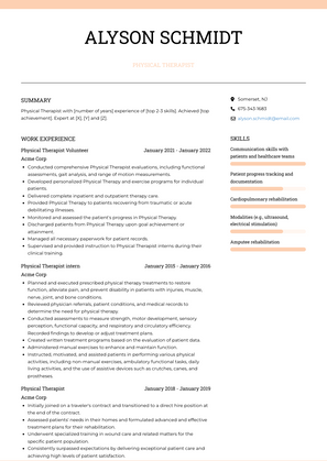 Physical Therapist Resume Sample and Template