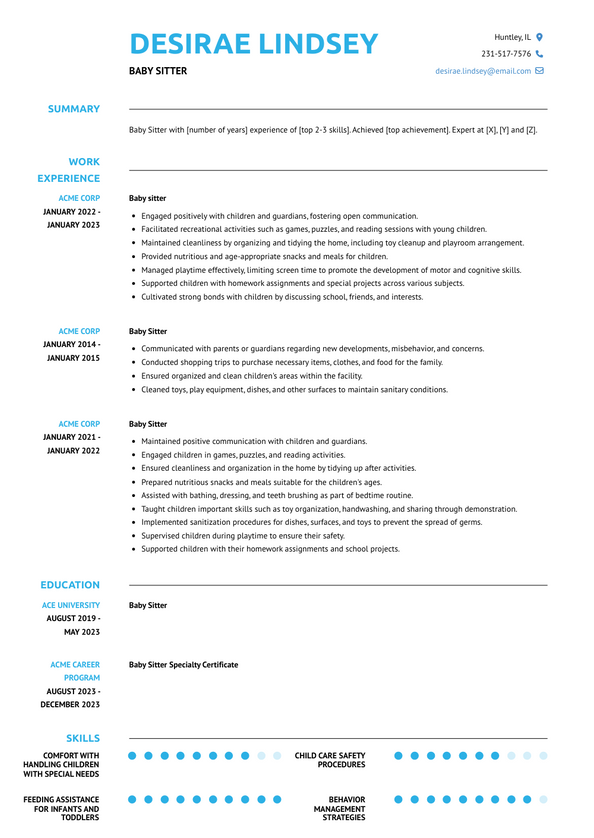 Baby Sitter Resume Examples And Templates baby-sitter-resume-examples-and-templates