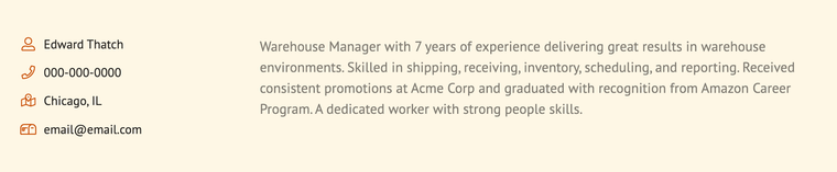 Amazon Resume Summary Example