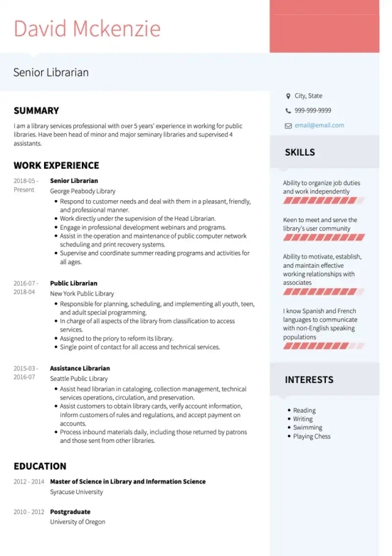 Librarian Resume Objective Examples